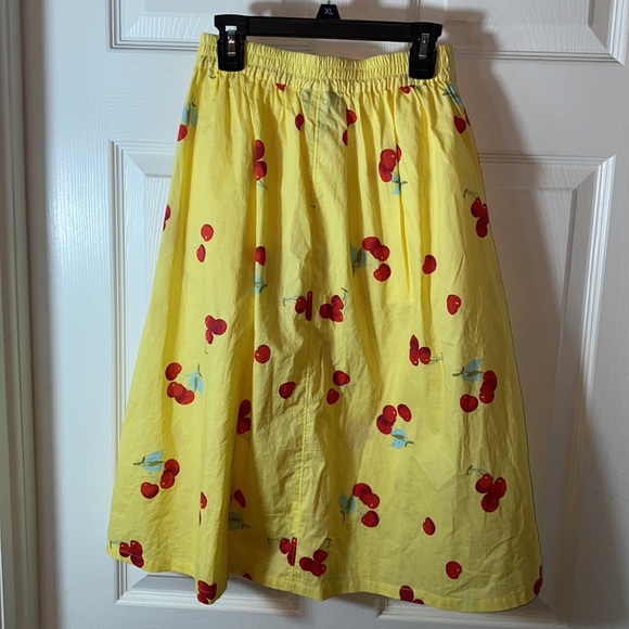 Modcloth Yellow Cherry Working for the Long Weekend A-Line Skirt Size XS - Picture 7 of 11